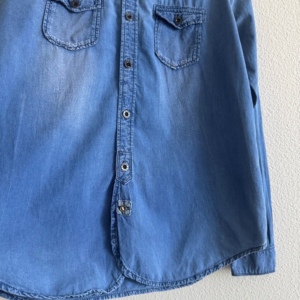 Scotch & Soda Maison Scotch Blue Denim Button Down Shirt Cotton Minimal Casual - Picture 6 of 13